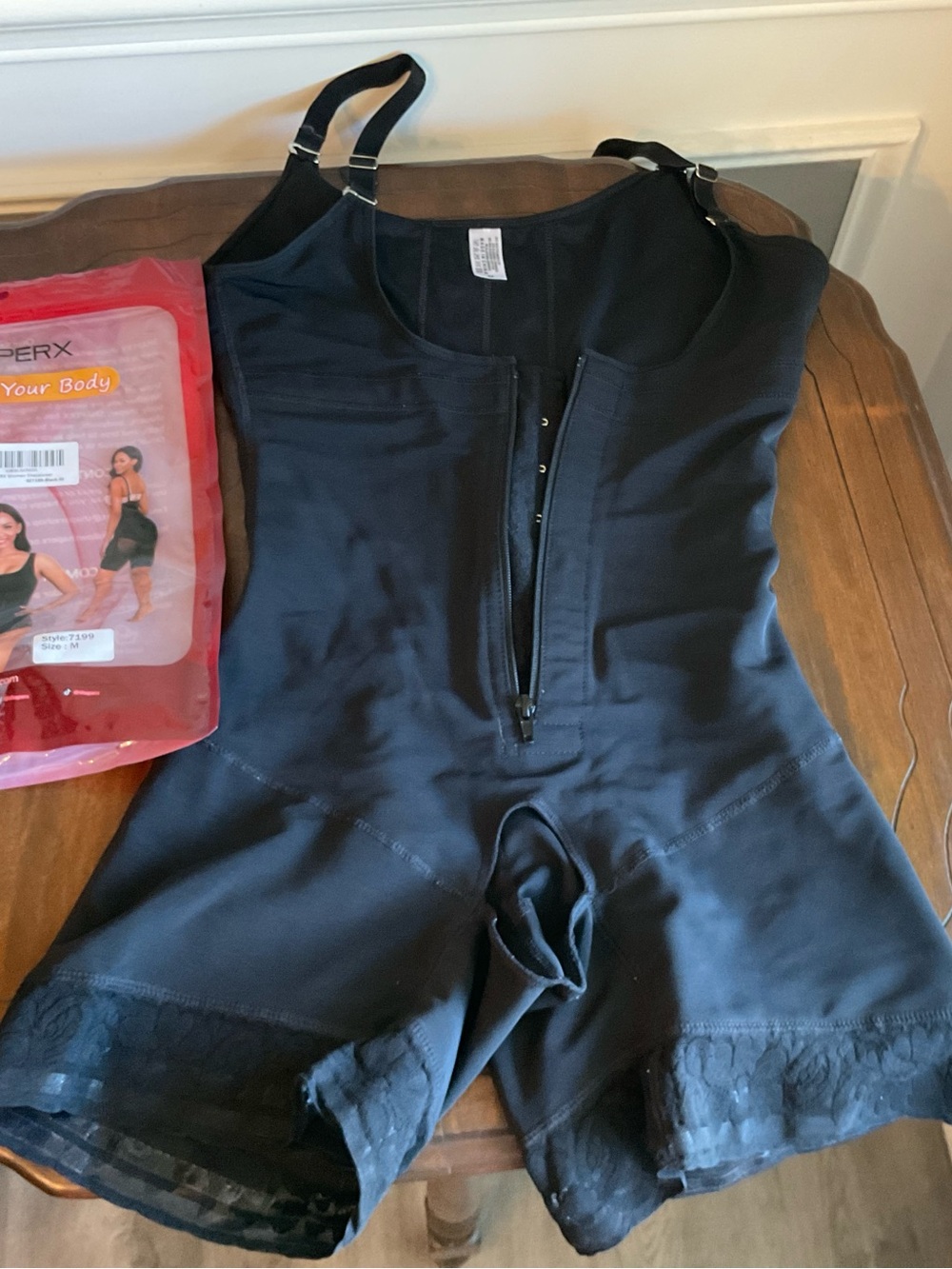 Women’s Black Full-Body Shapewear Bodysuit with Adjustable Straps